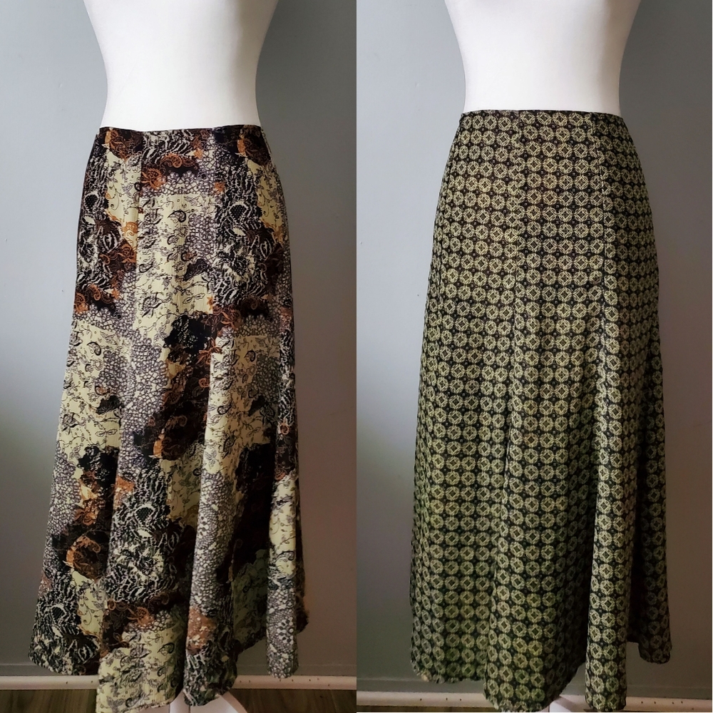 Emma James | Reversible Paisley Mixed Print A-line Full Multi-color Maxi Skirt